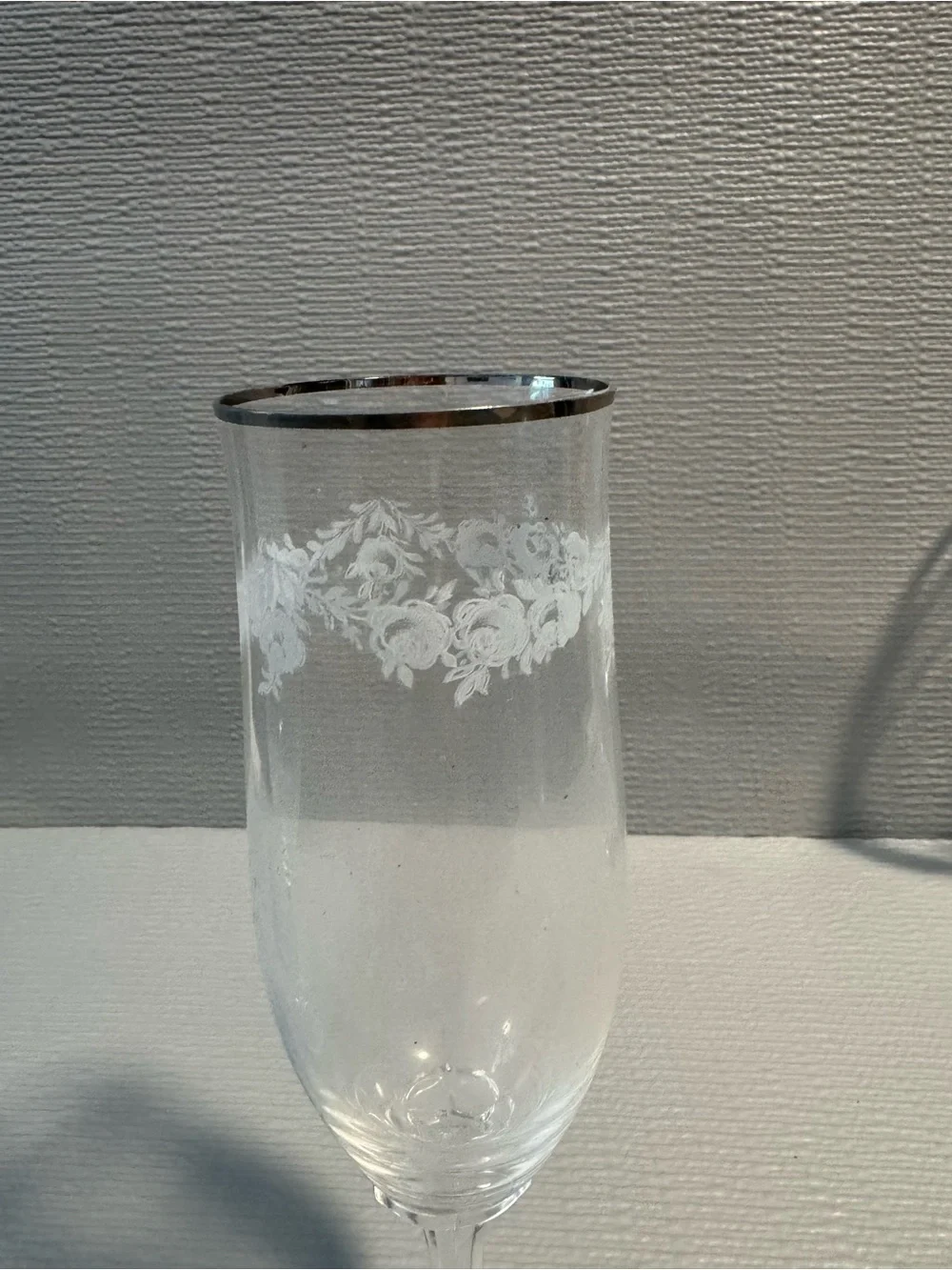 Haviland Fine Crystal Stemware Set with Rose Detail - Clear